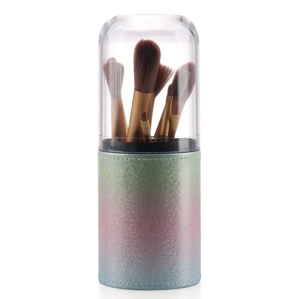 

Small Makeup Brush Holder Cute with Clear Lid Make Up Cup Organizer Dustproof Large Capacity Cosmetic Storage for Vanity Covered