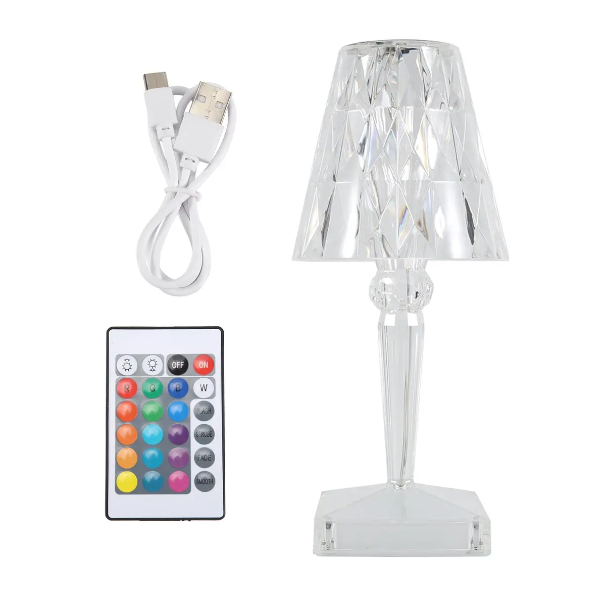 A48U 16Colors Table Lamp Crystal LED Bar Table Lamp Rechargeable Touch Sensor Dimming Bedside Lamps for Bedroom Decor