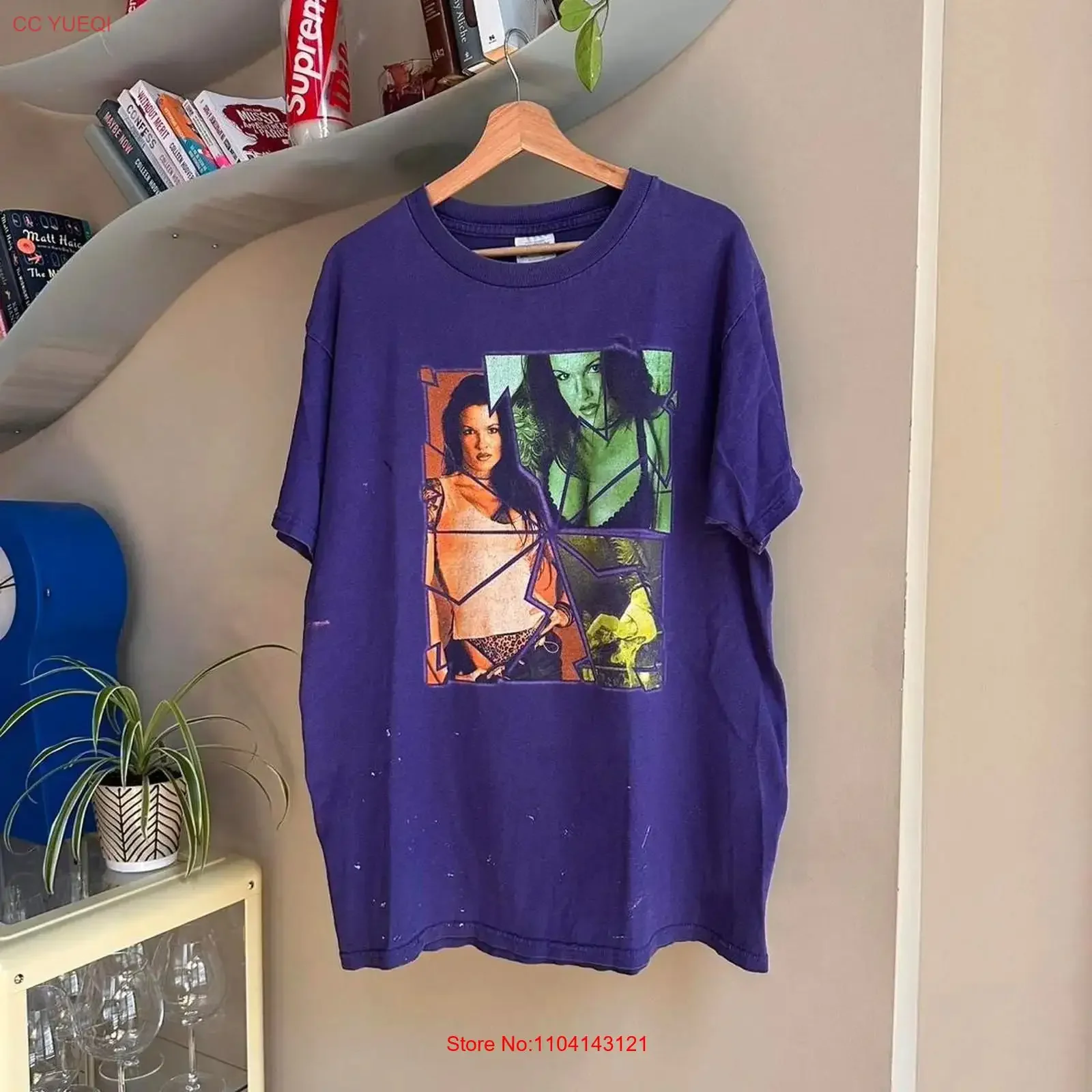 Vintage Lita WWF T Shirt Size L vintage Washed Versatile Top For Everyday Wear graphic Unisex Casual fashion streetwear Stylish