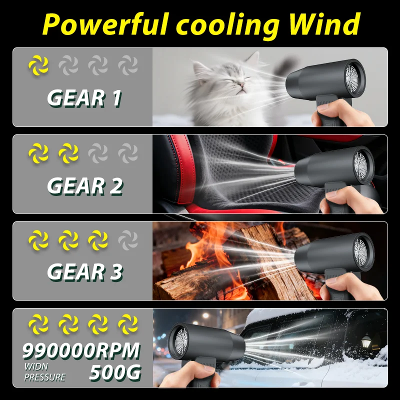 990000RPM Electric Turbo Fan Brushless Air Blower 10000mAh Motor High-Speed Violent Turbo Fan Rechargeable Powerful Dust Blower