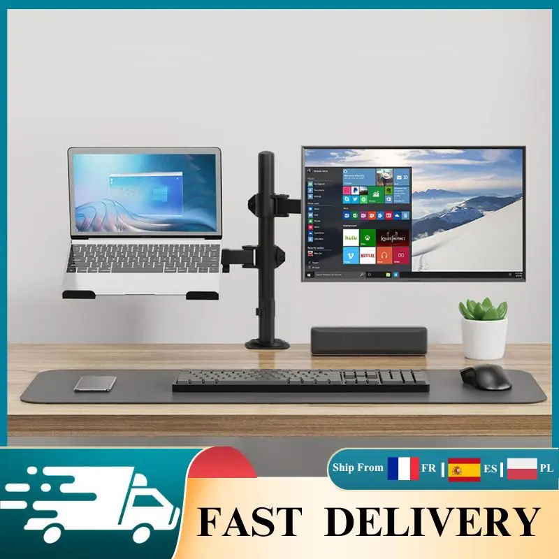 Soporte de Monitor de 14-27 Pulgadas con Abrazadera para Escritorio, Soporte para Dos Pantallas, Carga de 8 kg, Ajustable, para Computadora Portátil y de Escritorio, para Uso en el Hogar y la Oficina