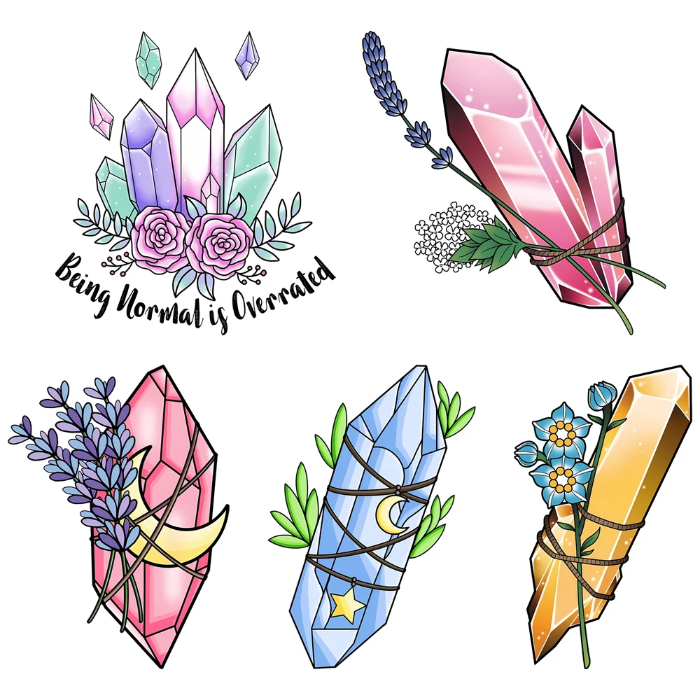 18cm Cartoon Crystal Ore DTF Heat Transfer Printing Children Clothing Accessory Ironing decals DIY Patch Washable Customization