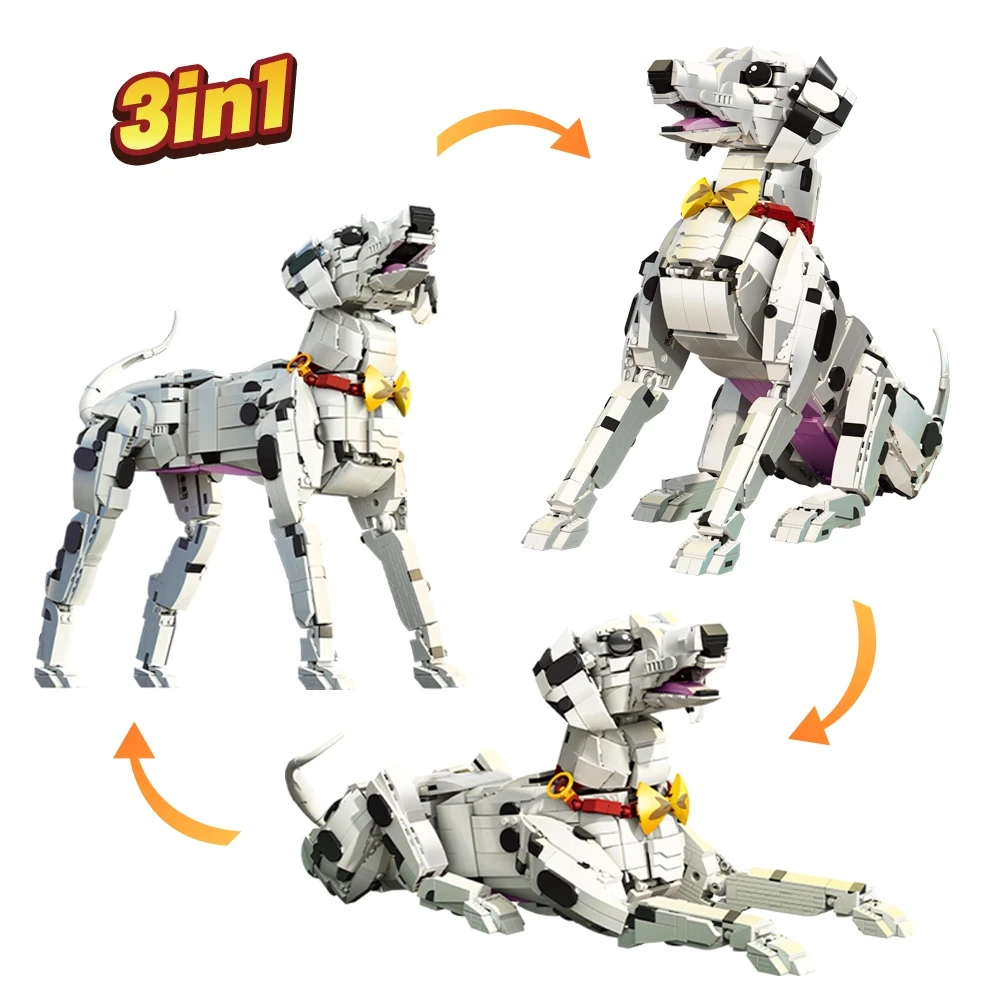 ​ Creativo Dalmata Cane Building Blocks Set 3 in 1 Modello Animale Kit Mattoni di Montaggio Fai da Te Bambini Giocattoli Assemblati Regalo di Compleanno ​