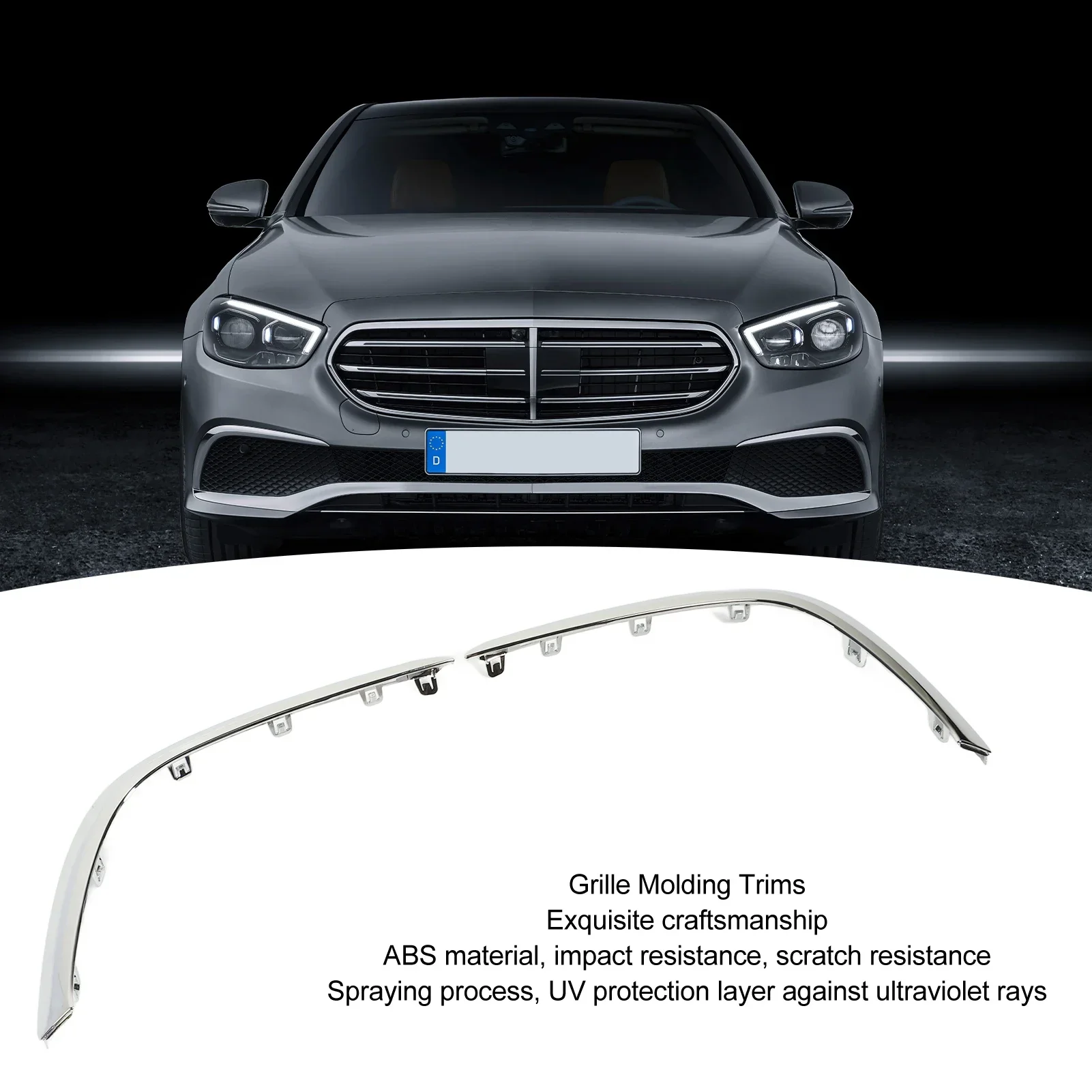 1 Pair of Car Lower Fog Grille Molding Trims For Mercedes Benz E Class W213 Exclusive Line 2021 2022 2023 Car Accessories