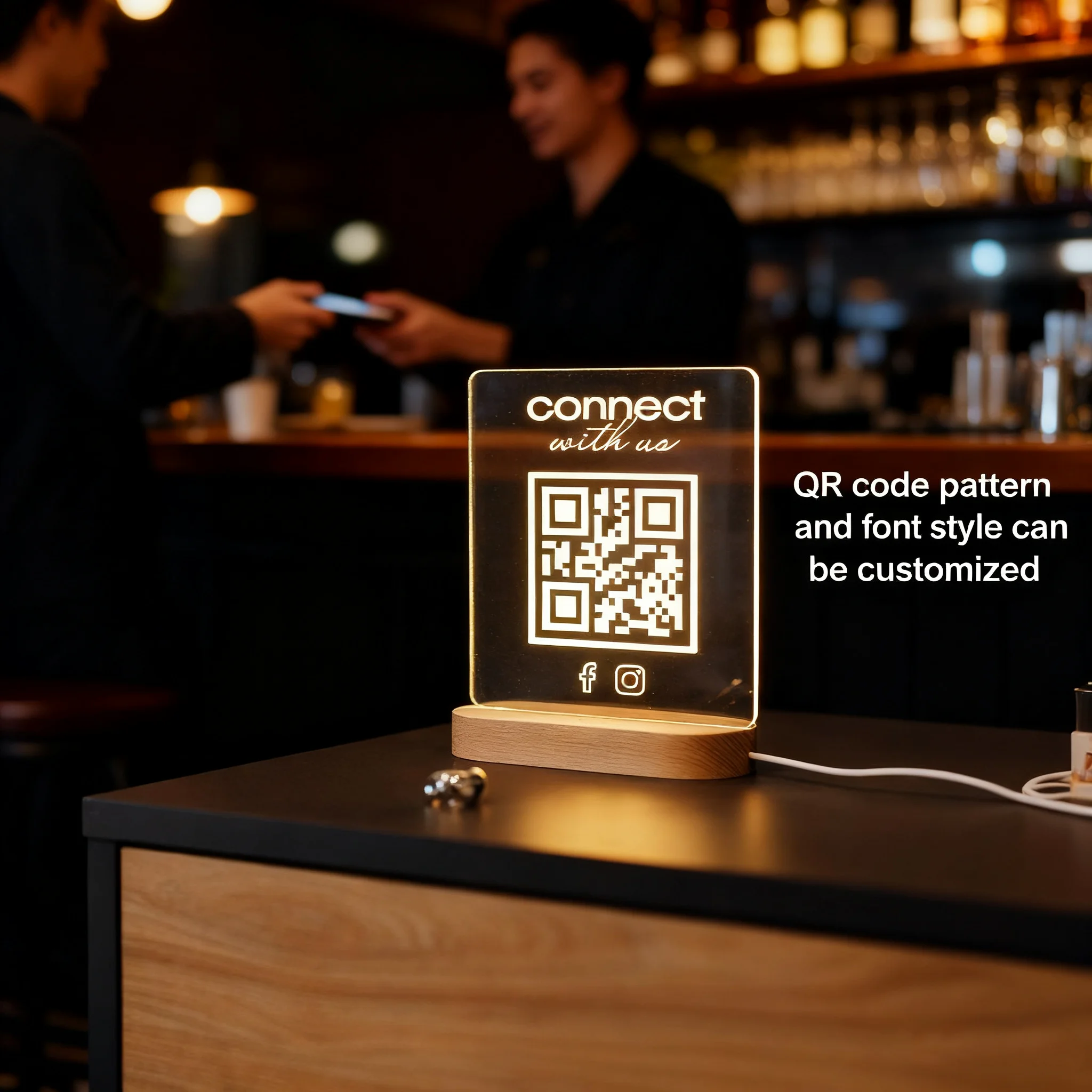 Customizable LED QR Code Night Lamp with Remote Control 7 Color Change Acrylic Engraved Personalized Light up Sign Ideal Gift