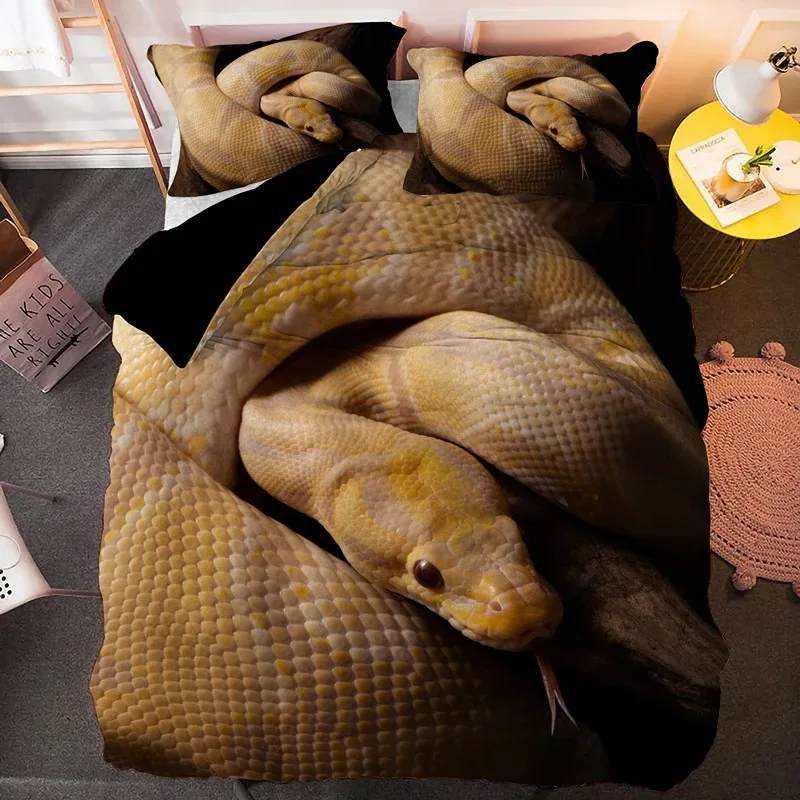 

Original Snake Pattern Duvet Cover Set King Size Snake Bedding Set with Pillowcase Quilt Cover Bedclothes Comforter Cover