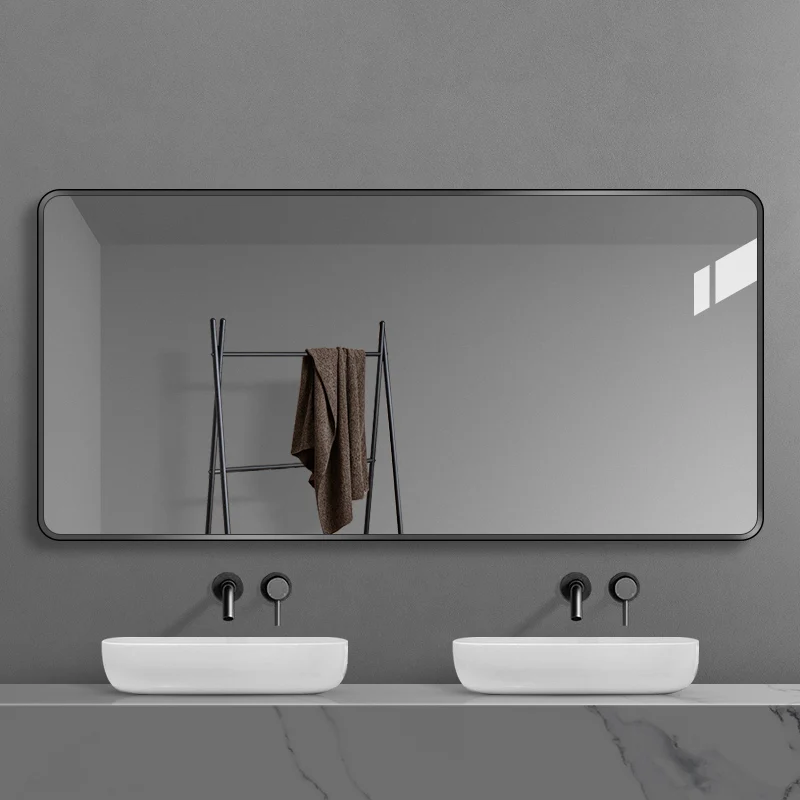 Aesthetic Black Mirror Makeup Wall Mounted Safety Shaving Mirror Aesthetic Portable Espelho Maquilhagem Com Led Home Improvement