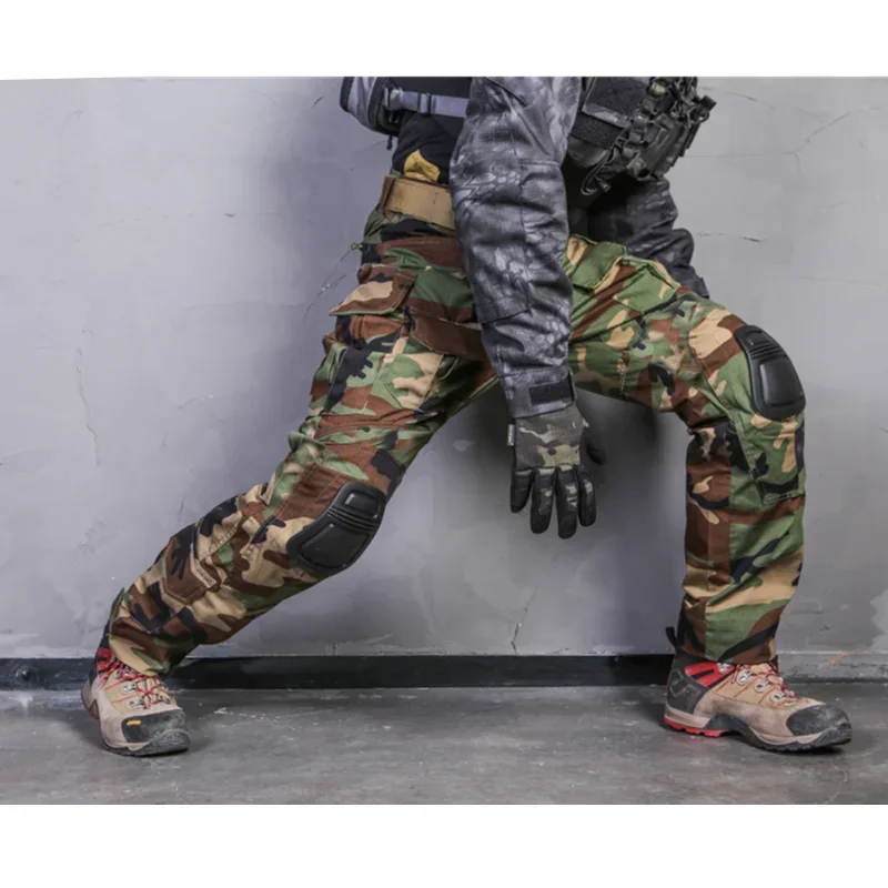 Pantalones tácticos de Paintball con rodilleras para hombre, ropa de caza, equipo de camuflaje, Multicam CP