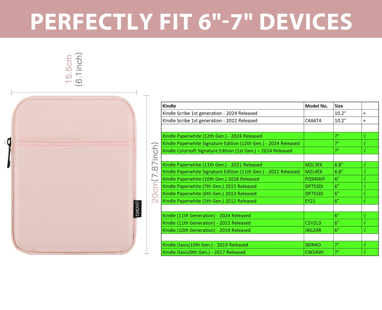 6-7 Inch Sleeve Case for Kindle Paperwhite/Colorsoft Signature Edition Protective Sleeve Cover Pouch Bag Carrying Case