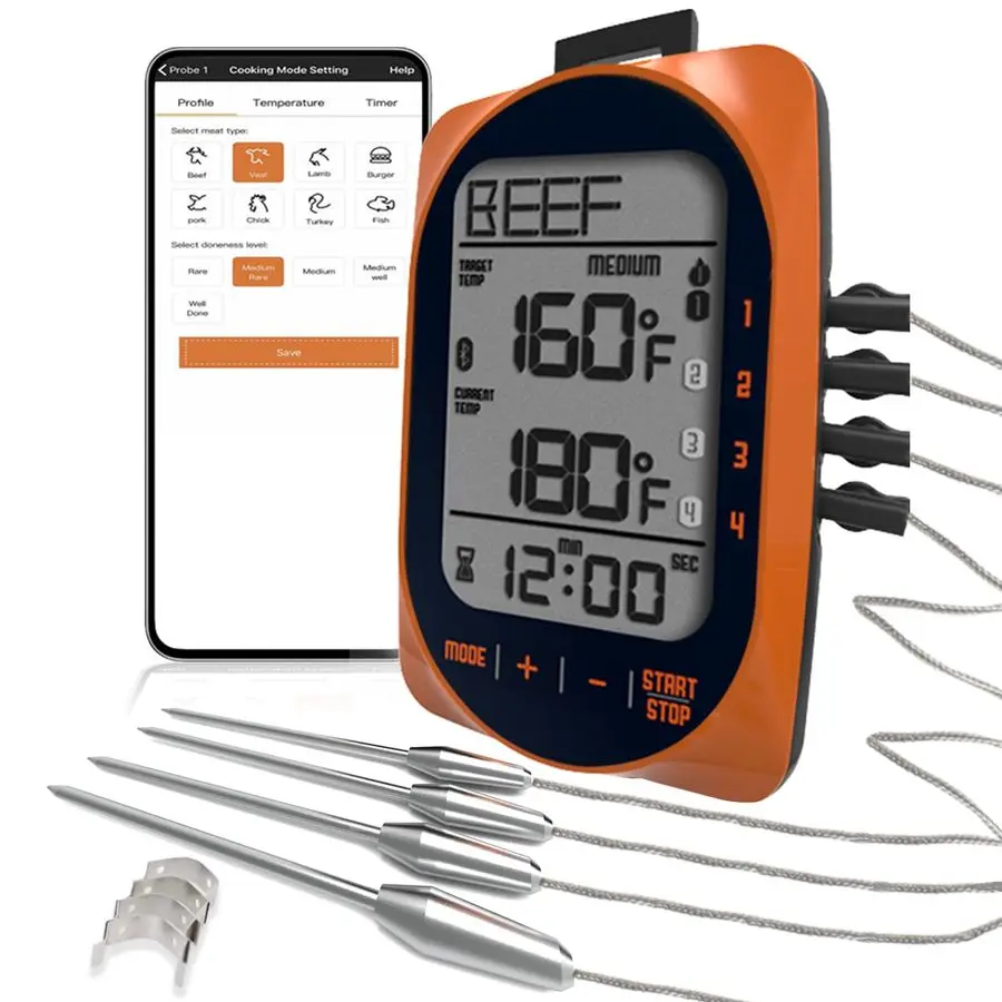 

Meat Thermometer Smart Kitchen Thermometers with Timer Mode Temper Mode Digital Instant Read Food ThermometerA Grill Oven Thermo