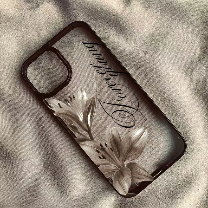 Funda elegante con flores de lirio vintage para iPhone 16 17 Pro Max 15 Pro 14 13 12 11 16E Air X XR XS 7 8 Plus SE, a prueba de golpes 3