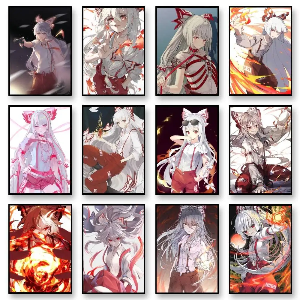 Fujiwara No Mokou Touhou Project Poster High Quality Print Waterproof Wall Art Sticker For Bar Living Room Decor Gift