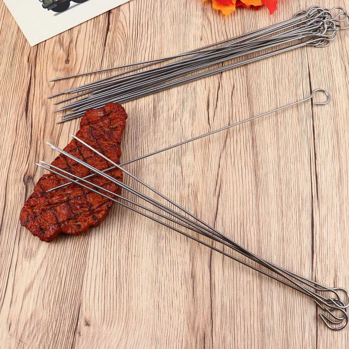 

25 Pcs Round Baking Hook Needle Barbecue Skewers Sticks Nine Shape Food Grade Stainless Steel Long Size Non Rust BBQ Party