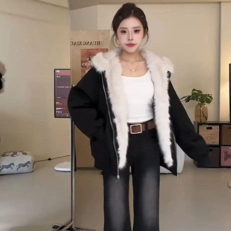 

Parkas White Womens Fall Long-Sleeved Lined High-Grade Mock Camouflage Elegant Minimalist Versatile Short Warm Youth Windproof