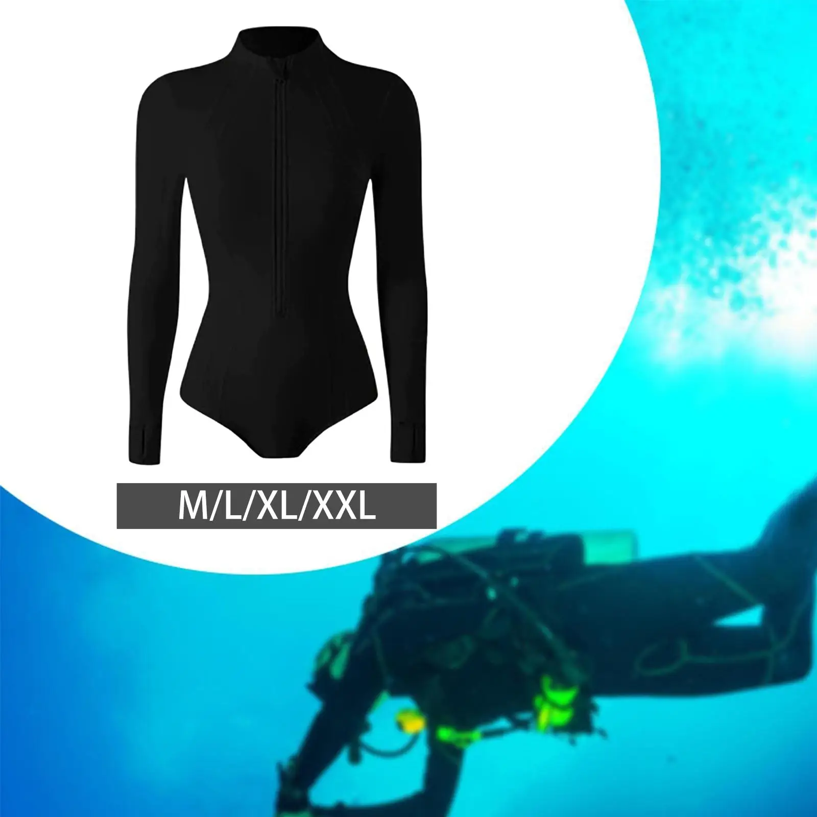 بدلة سباحة بأكمام طويلة للنساء تغطية كاملة بدلة ركوب الأمواج الناعمة للرياضات المائية والغوص والتمارين والسباحة