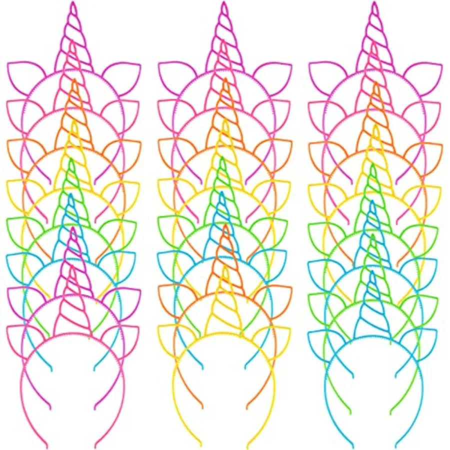 Unicorn Headbands Unicorn Birthday Party Favors, Plastic Hairbands for Girls, Headware Accessories for Party Supplies Gift, Tee