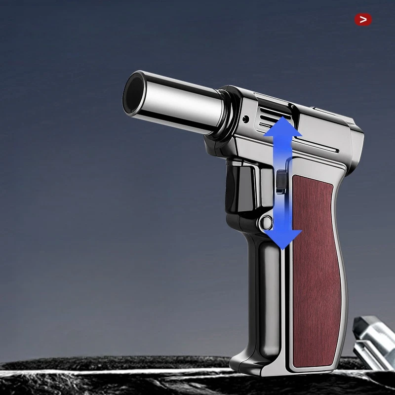 New Metal High Fire Spray Gun Windproof Jet Blue Flame Gas Lighter Safety Lock Switch Outdoor Camping BBQ Kitchen Cigar Lighters - view 4