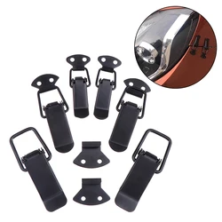 2PCS Latch Catch Duck-mouth Buckle Hook Wooden Box Hasps Clamp Iron Spring Catch Clasp Loaded Draw Toggle Clamp Hasps-Black