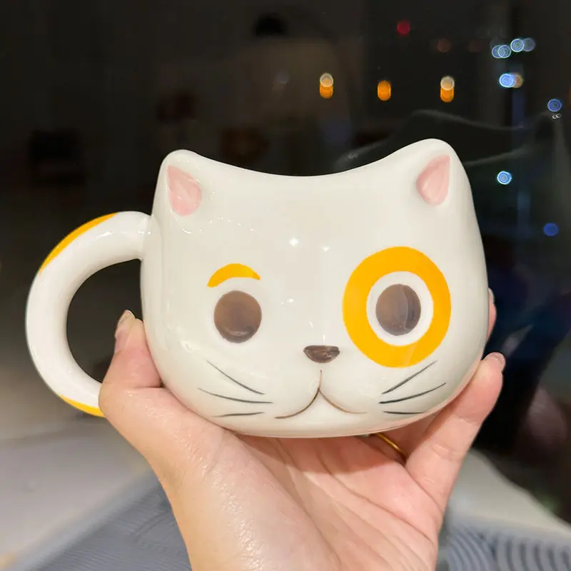 430ML Cartoon Soft and Cute Healing Series Ceramic Water Cup Cute Girl Heart Cat Cup Home Breakfast Cup Oat Mug