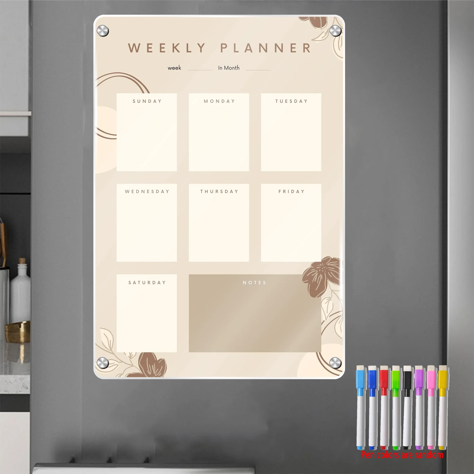 Large A3 Magnetic Weekly Planner Board, 16x12 Inches, Reusable, Multicolor Design, Includes 8 Random Markers