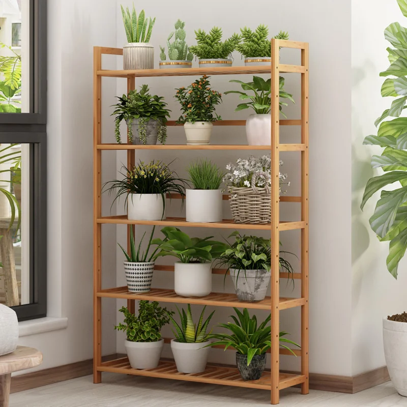 EcoFriendly Bamboo Bookshelf for Living Room Simple Tall FloortoCeiling Plant  Book Storage Rack for Office  Kitchen