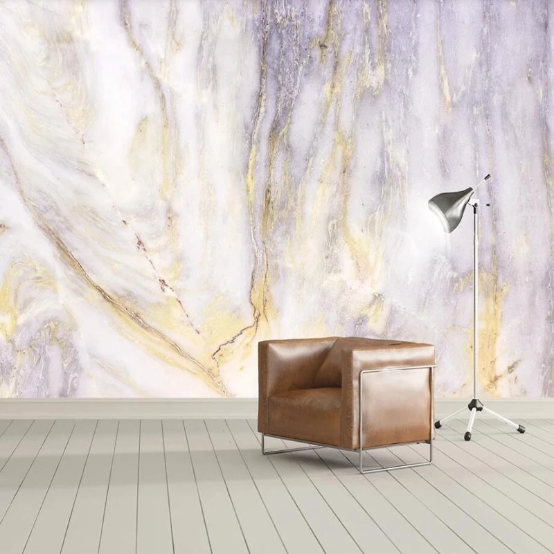 Custom 3D Mural Wall Painting Modern Pink Purple Marble Pattern Waterproof Wallpaper For Living Room TV Background Home Decor