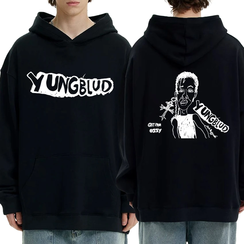 

Rapper Yungblud comics Double Sided printed Hoodie Unisex vintage hip hop Winter streetwear Men women Fleece Casual pullovers