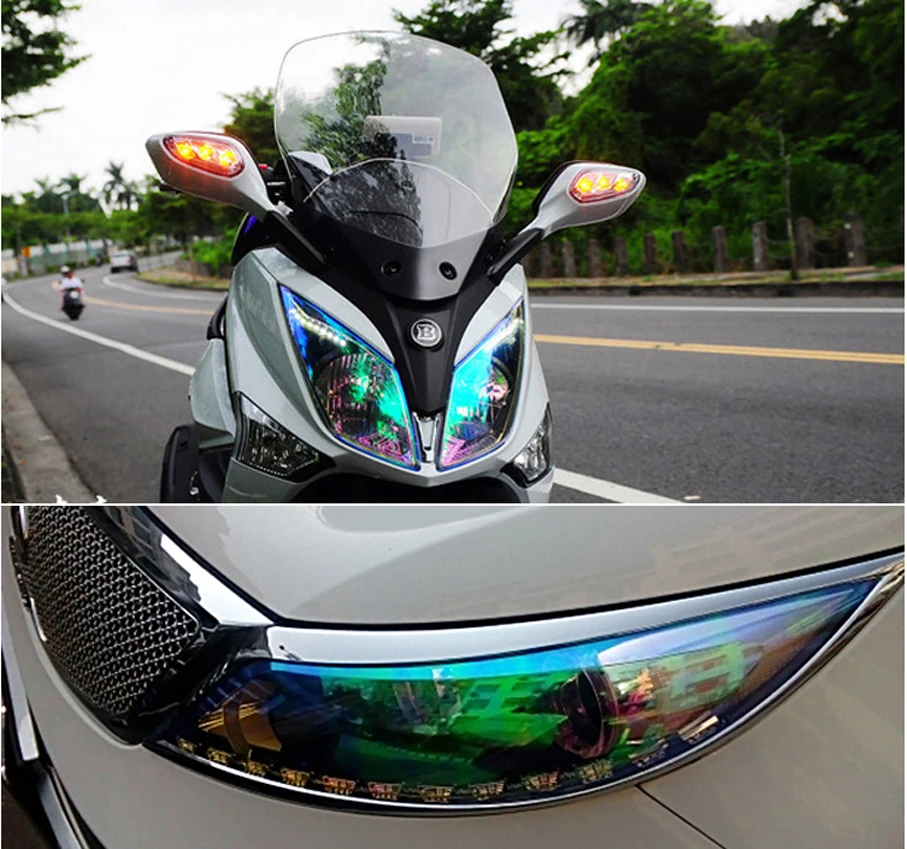 New Color Car Color-Changing Film 1PC Car Styling Chameleon Headlight Taillight Vinyl Tint Sticker Light Film Wrap 30X60CM/100CM