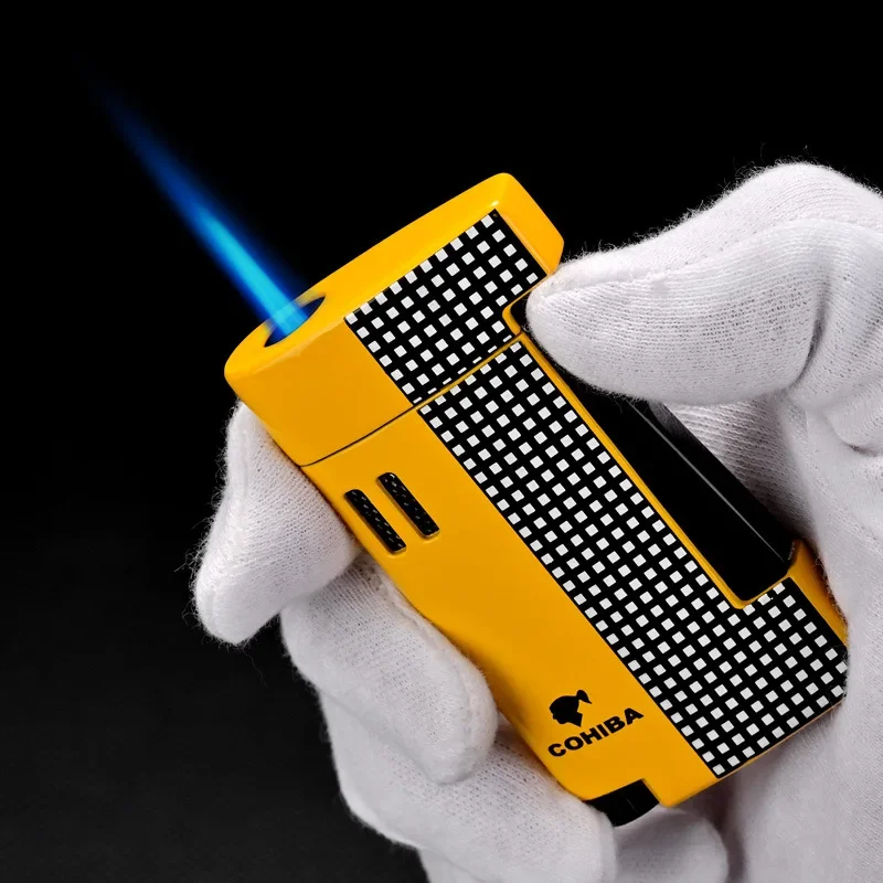 New COHIBA Cigar Lighter With Cigar Puncher Windproof Lighters For Smoking BBQ Outdoor Indoor Luxury Alloy Cigar Torch Lighters