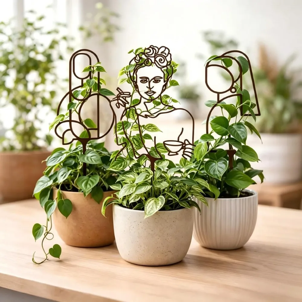 Distressed Vintage Iron Simple Artistic Shape for Garden Decoration Elegant Line Womens Iron Climbing Frame For Climbing Plants