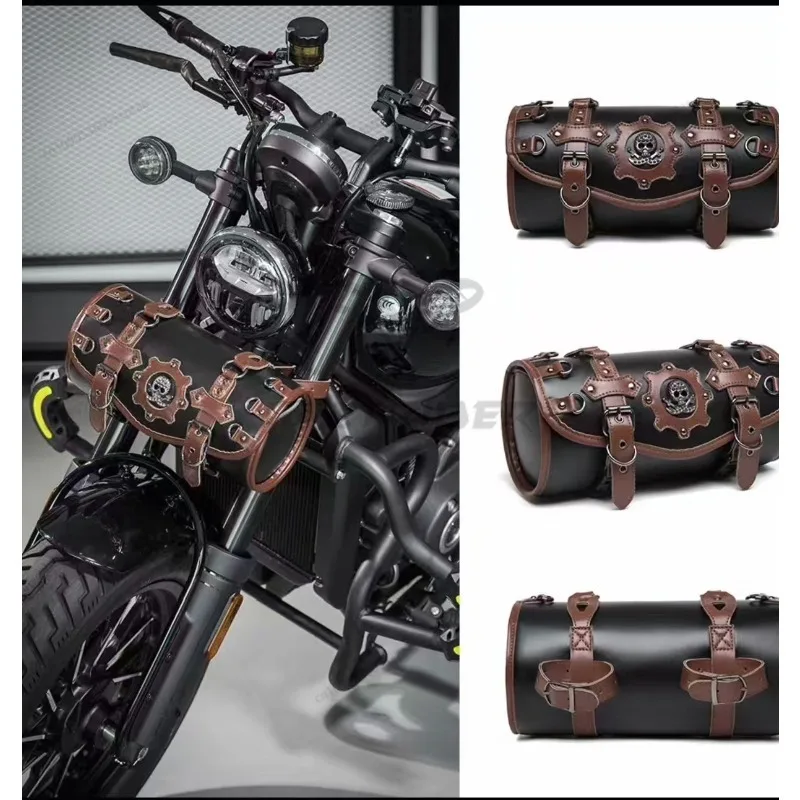 

Retro motorcycle side hanging front rear seat bag PU leather waterproof knight bag motocycle backpack