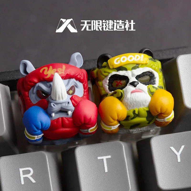 Boxing Panda Anime Theme Keycap Mechanical Keyboard Resin Custom Cute Keycap PC Game Keyboard Accessories Cartoon Gift Collect