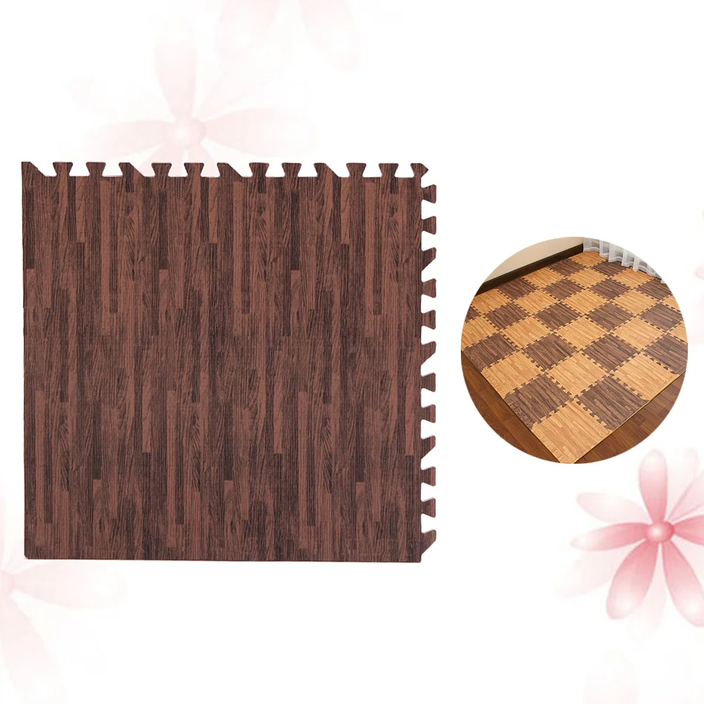 8PCS 30cm Square EVA Yoga Mat Floor Interlocking Mat Show Floor Yoga Fitness Gym Exercise Mat (Dark Wood Grain)