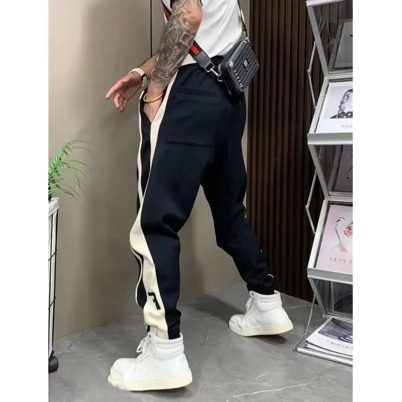 Men\'s Casual Straight Leg Baggy Hiphop Sports Gym Pants For Men Trousers Loose Trendy Hong Kong Style Mens Joggers Clothing