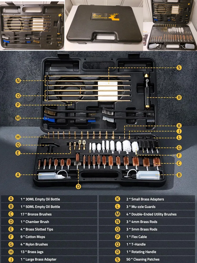 

CVLIFE Gun Cleaning Kit with Gun Cleaning Rods Brass Jags Bronze Brushes Cotton Mops Set Fit 17 to 12GA