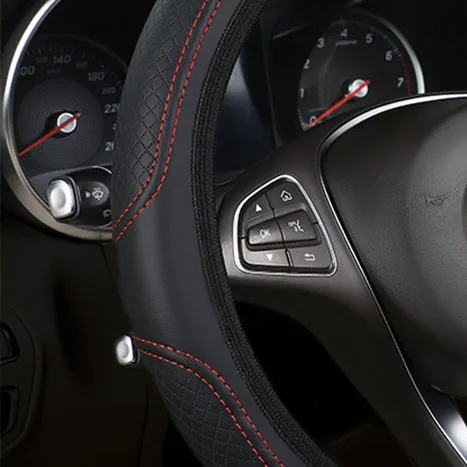 The car steering wheel cover has no inner ring Steering Wheel Cover Anti Slip Breathable  Cover Universal Microfiber Leather image 4