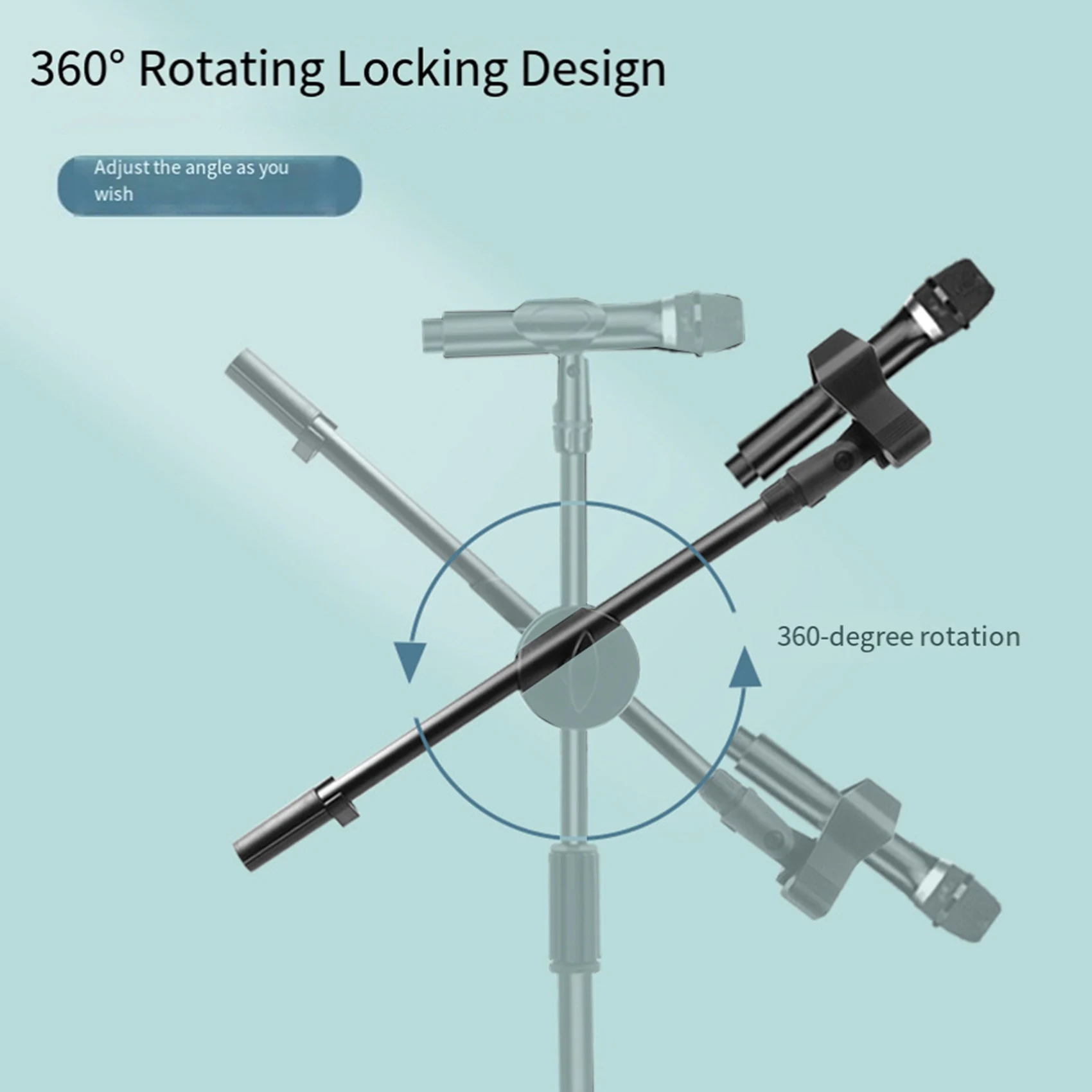 2X Adjustable Microphone Stand With Boom Portable Mic Clamp Mount For Schools Offices Theaters