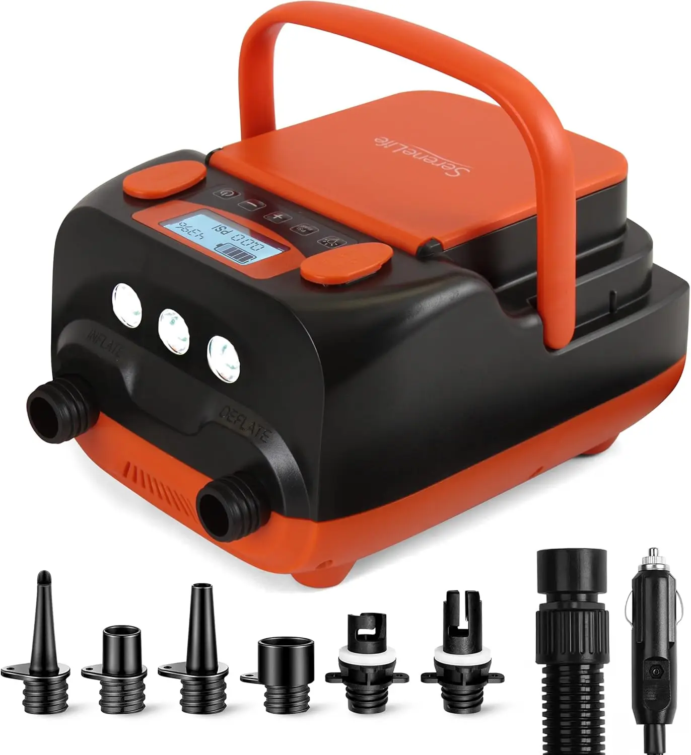 High Pressure Electric Air Pump for Inflatables - 16PSI, Auto Shutoff, Digital Display, Car Power