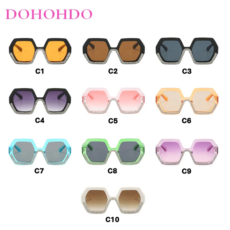 DOHOHDO 2025 Fashion Diamond Octagon Sunglasses Personalised Exaggerated Shape Sunglasses Trend Street Popular Sunglasses UV400