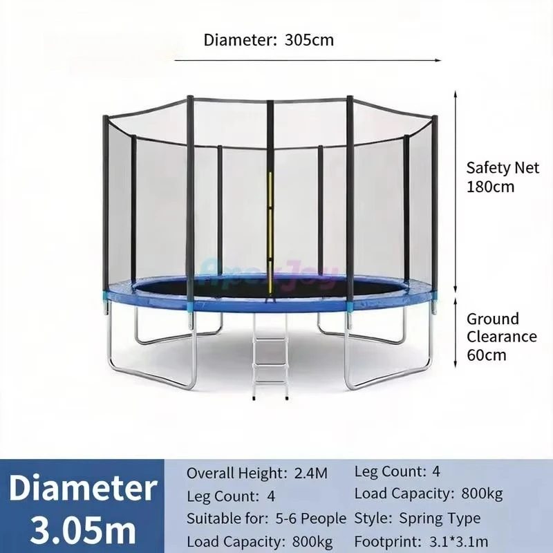 10-16ft Trampoline Best Seller Kids Trampoline with Safety Net 400kg Load Capacity Outdoor Round Bouncing Bed for Backyard Park