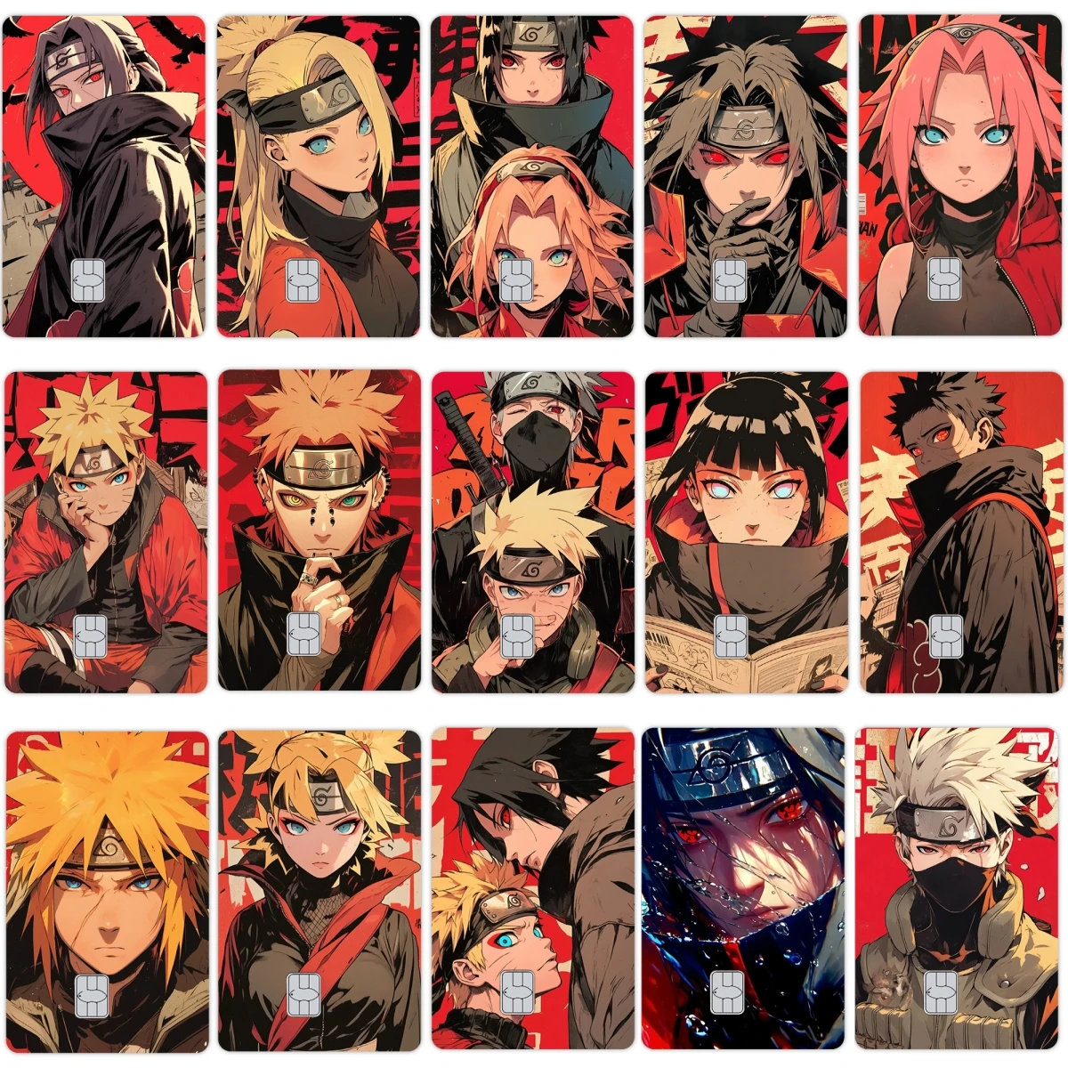 

Anime Uchiha Sakura Kakashi Uzumaki Cartoon Credit Debit Card Stickers Waterproof Film Tape Skin Tape for Small Large No Chip