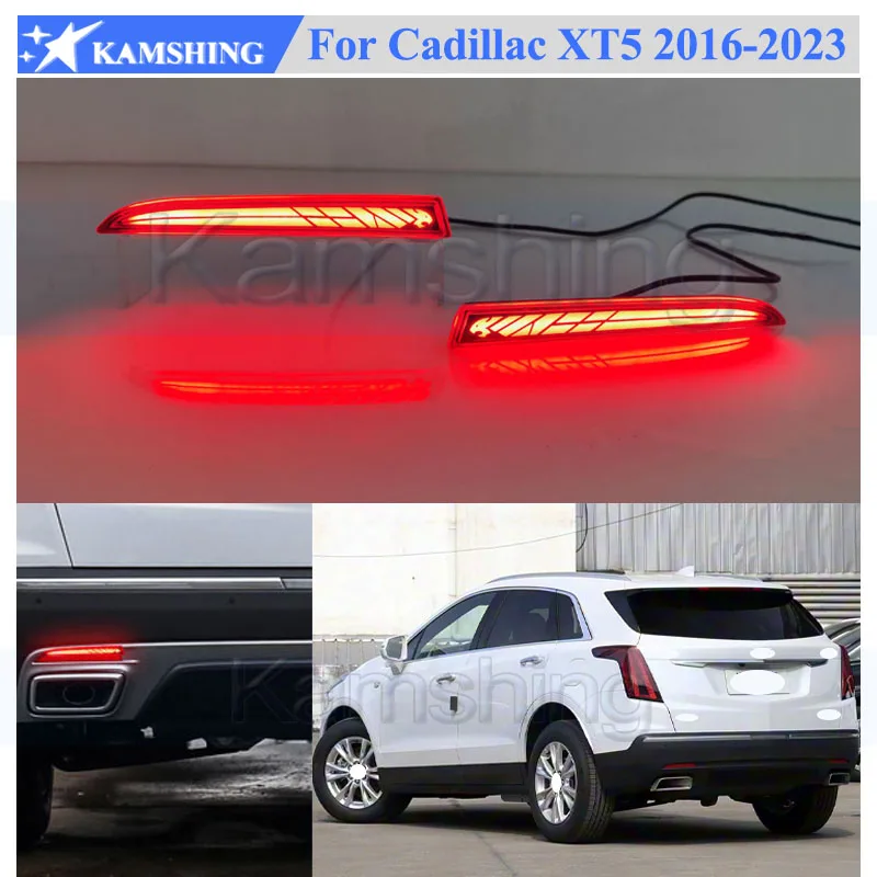 

Kamshing 1 комплект, модифицированная светодиодная лампа заднего бампера для Cadillac XT5 2016-2023, противотуманная фара заднего бампера, противотуманная фара, задняя противотуманная фара