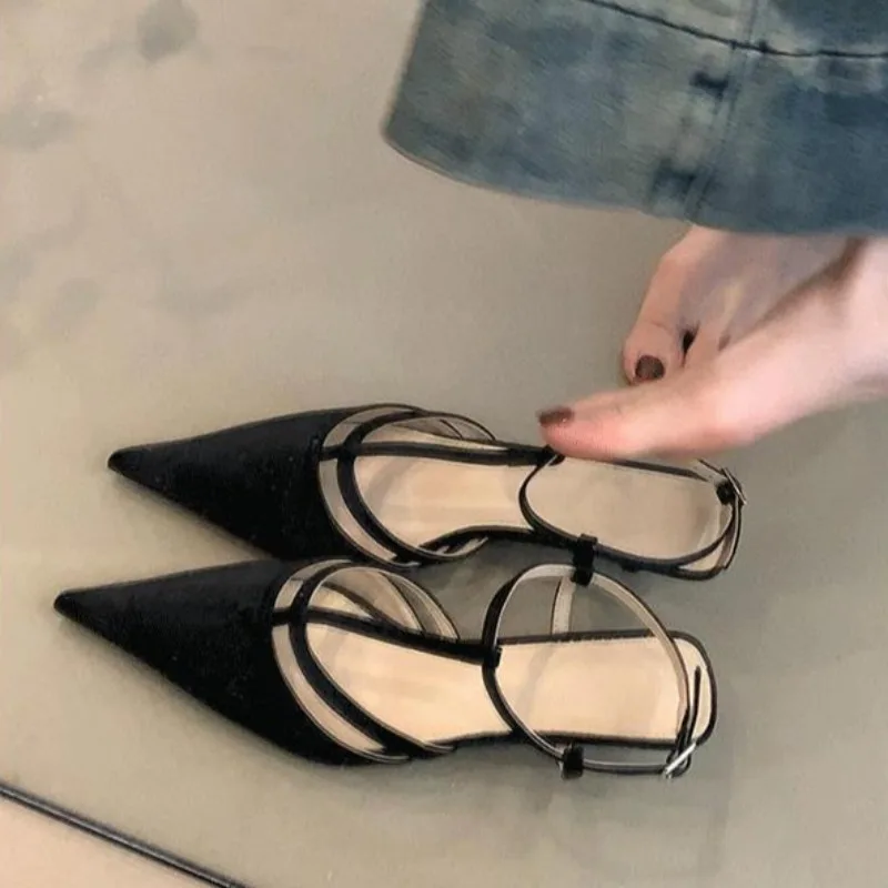 Fashion Sexy Ladies Shoes 2025 New Comfortable Sandals Pointed Toe High Heels Mules Shoes for Women Patent Leather Casual Sandal