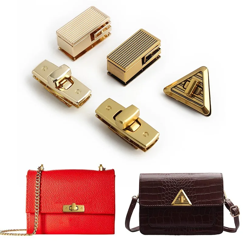 1/3/5PCS Triangular Metal Bag Twist Lock Decorative Lock for Women Leather Bags Replacement Turn Lock for Wallets DIY Bag Making