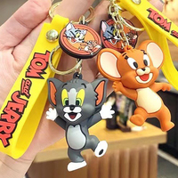 Tom and Jerry Anime Cartoon Ornament Keychain Car Key Bag Pendant Cute Cat And Mouse Action Doll Collectibles Kids Gift Toys