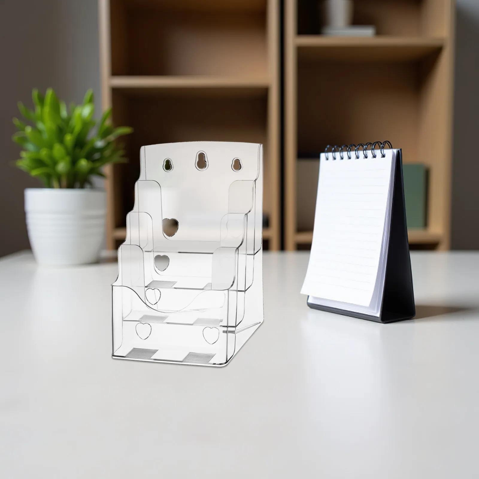 

2Pcs Transparent Acrylic Tiered Display Rack Brochure Stand Pamphlet Holder Menu Flyer Organizer Document Stand for Reception