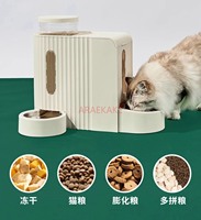 Pet automatic gravity cat food dog food feeder and water dispenser stainless steel 2-in-1 set large capacity distributor