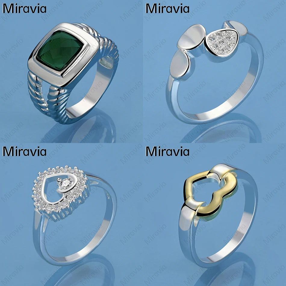 

Miravia 925 Sterling Silver Geometric Zircon Ring Women'S Retro All-Match Personality Engagement Jewelry