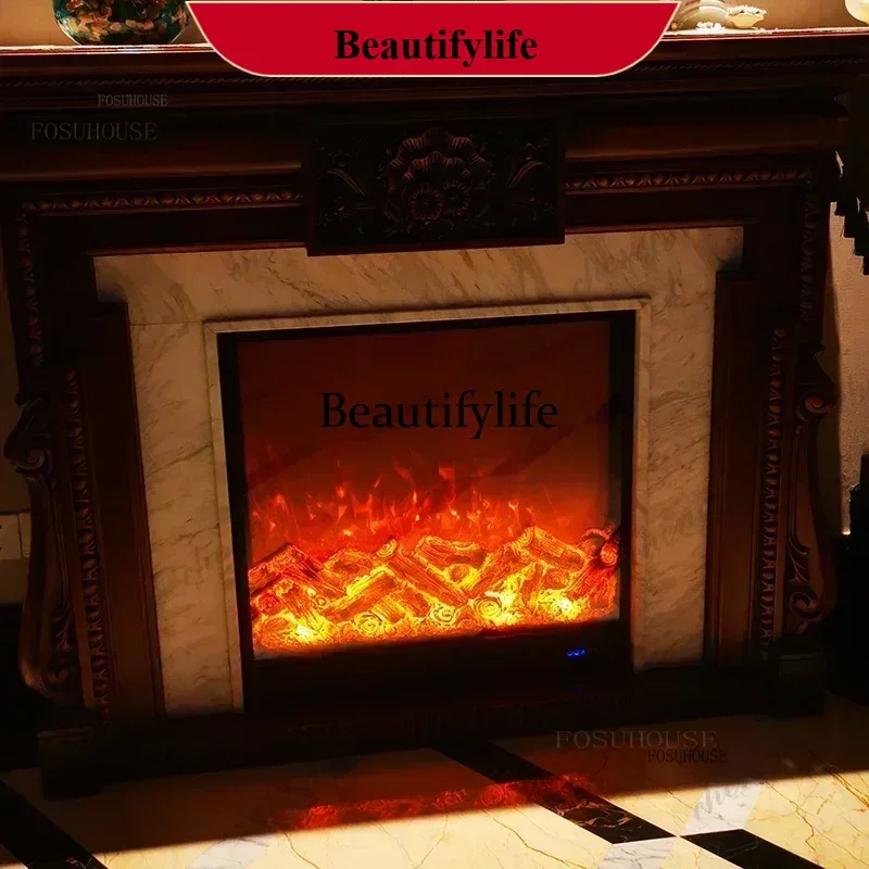 European Living Room TV Cabinet Fireplaces High-end Built-in Fireplace Electronic False Flame Heater Hotel Decorative Fireplaces