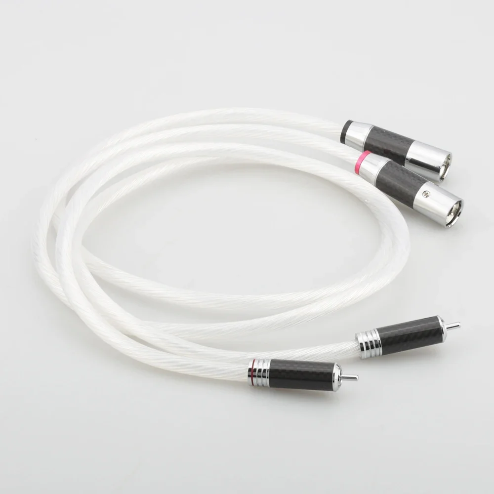 Audiocrast Pair 5N Single Crystal Silver Plated RCA Male to XLR Male Plug Audio Cable HIFI Quality 2-Channel Interconnect